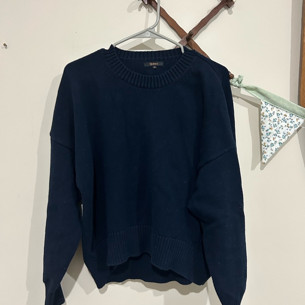 Quince Navy boyfriend Crewneck Sweater